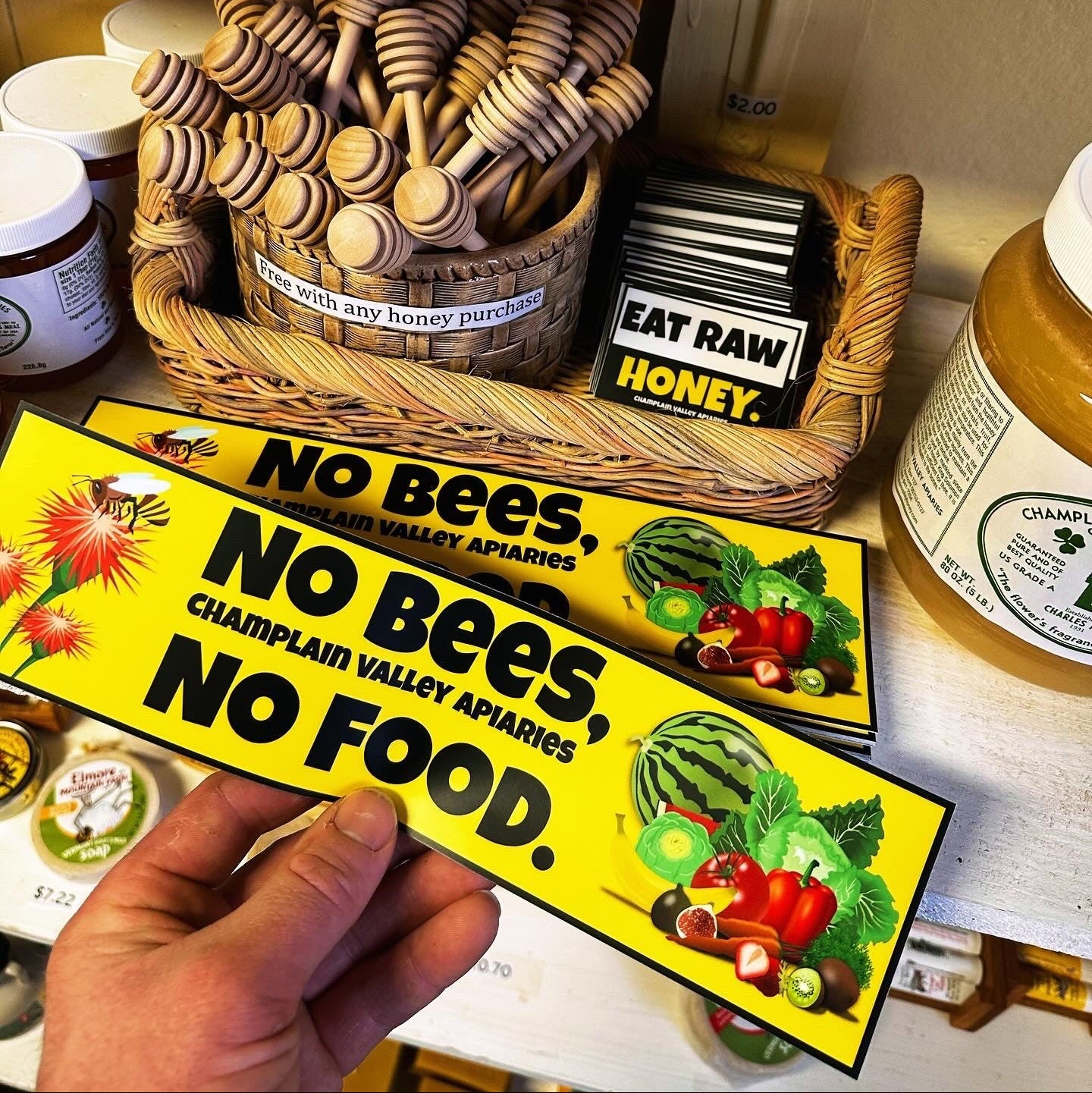 No Bees No Food Bumper Sticker