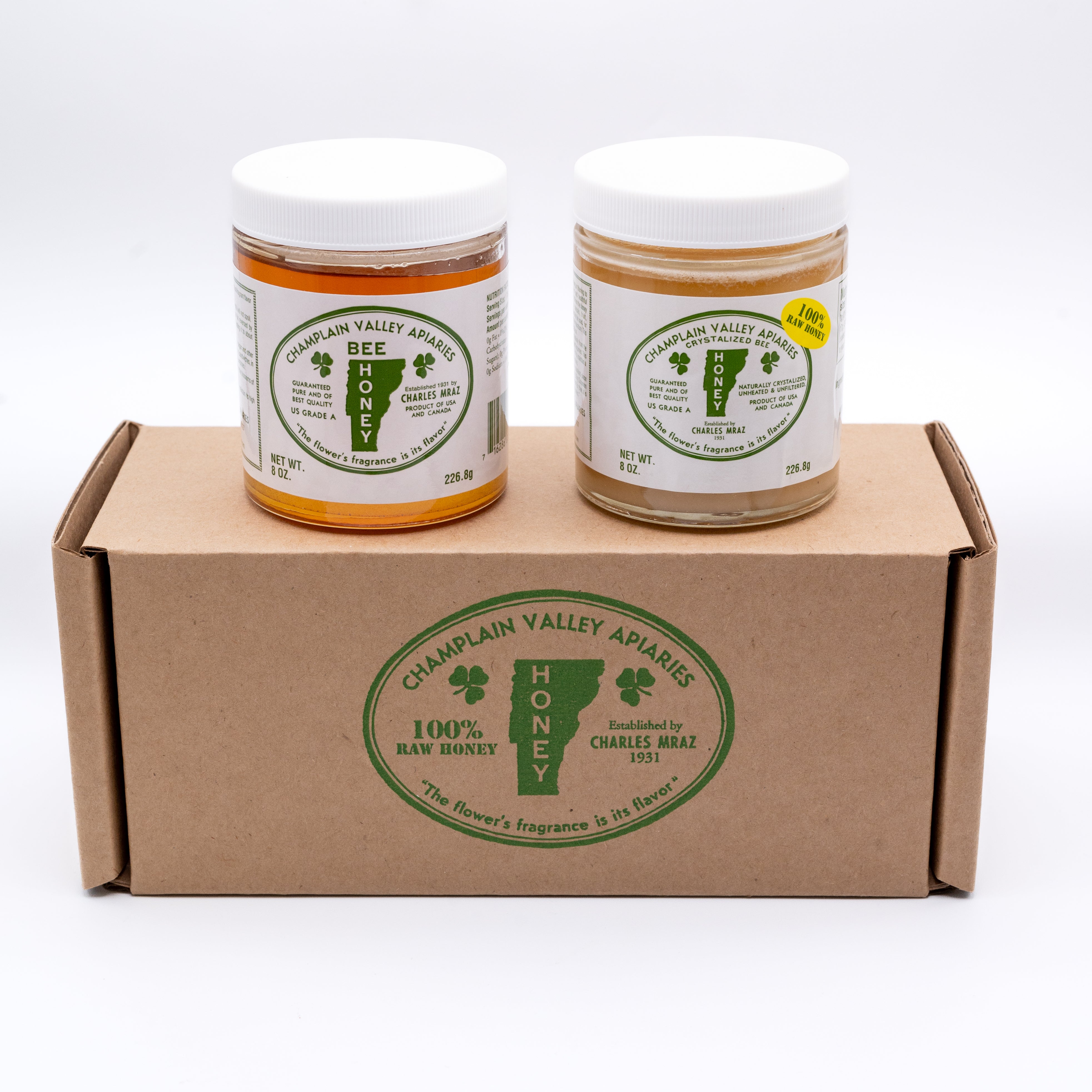 Little Bit of Honey Gift Pack - Raw & Liquid Honey 8 oz Jar