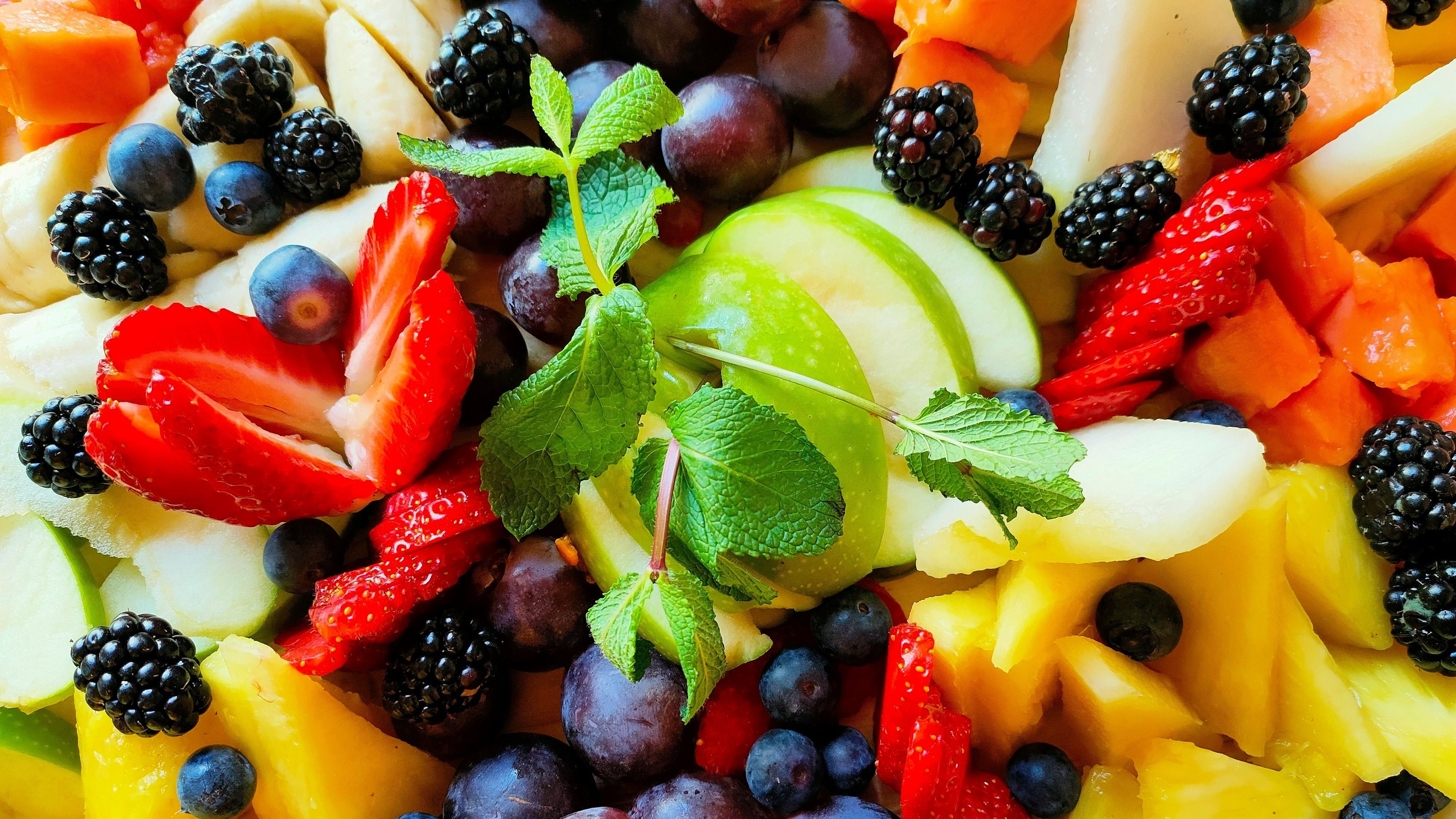Rainbow Fruit Salad with Hot Honey Citrus Dressing