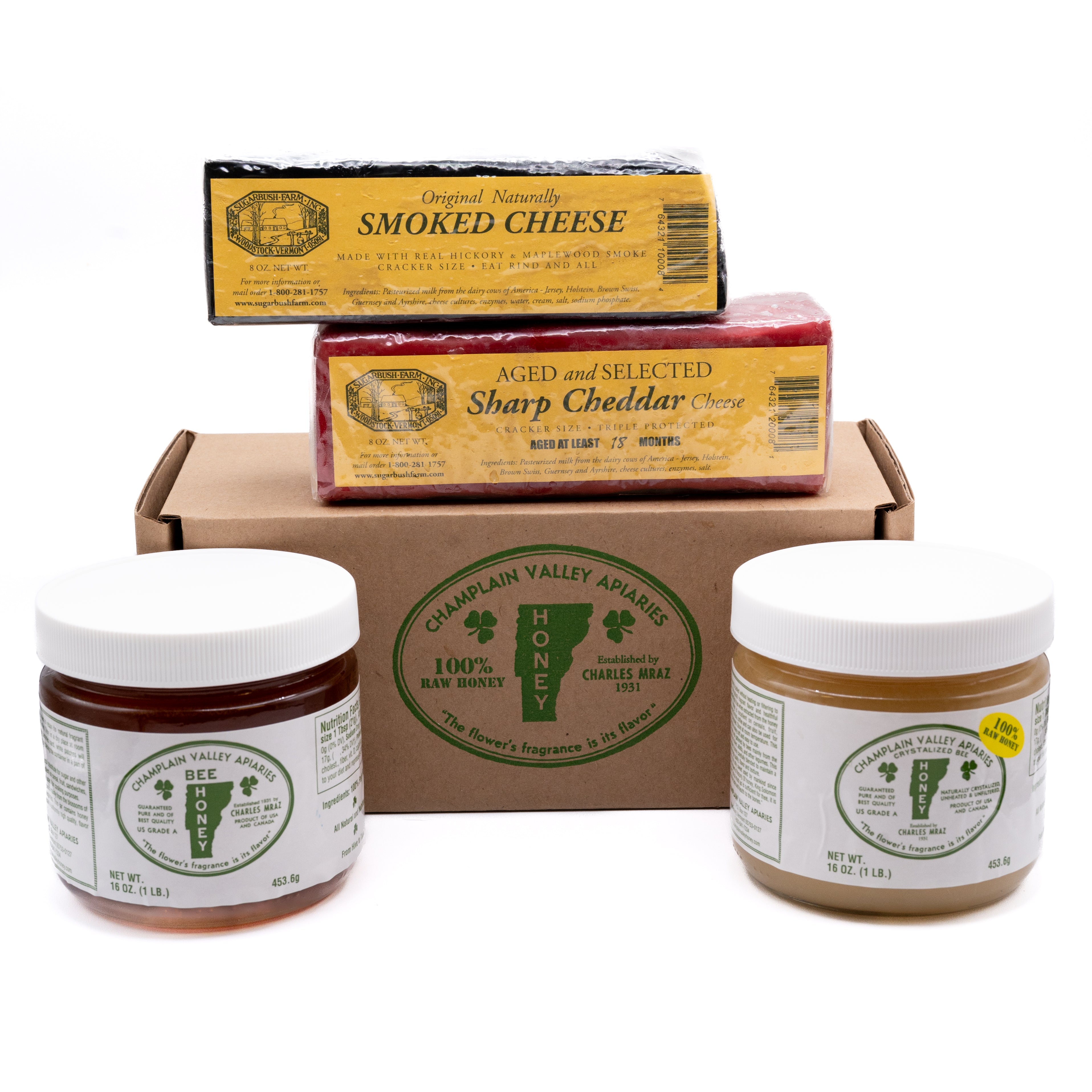 Cheese and Honey Sampler Gift Pack - Honey and Vermont Cheese